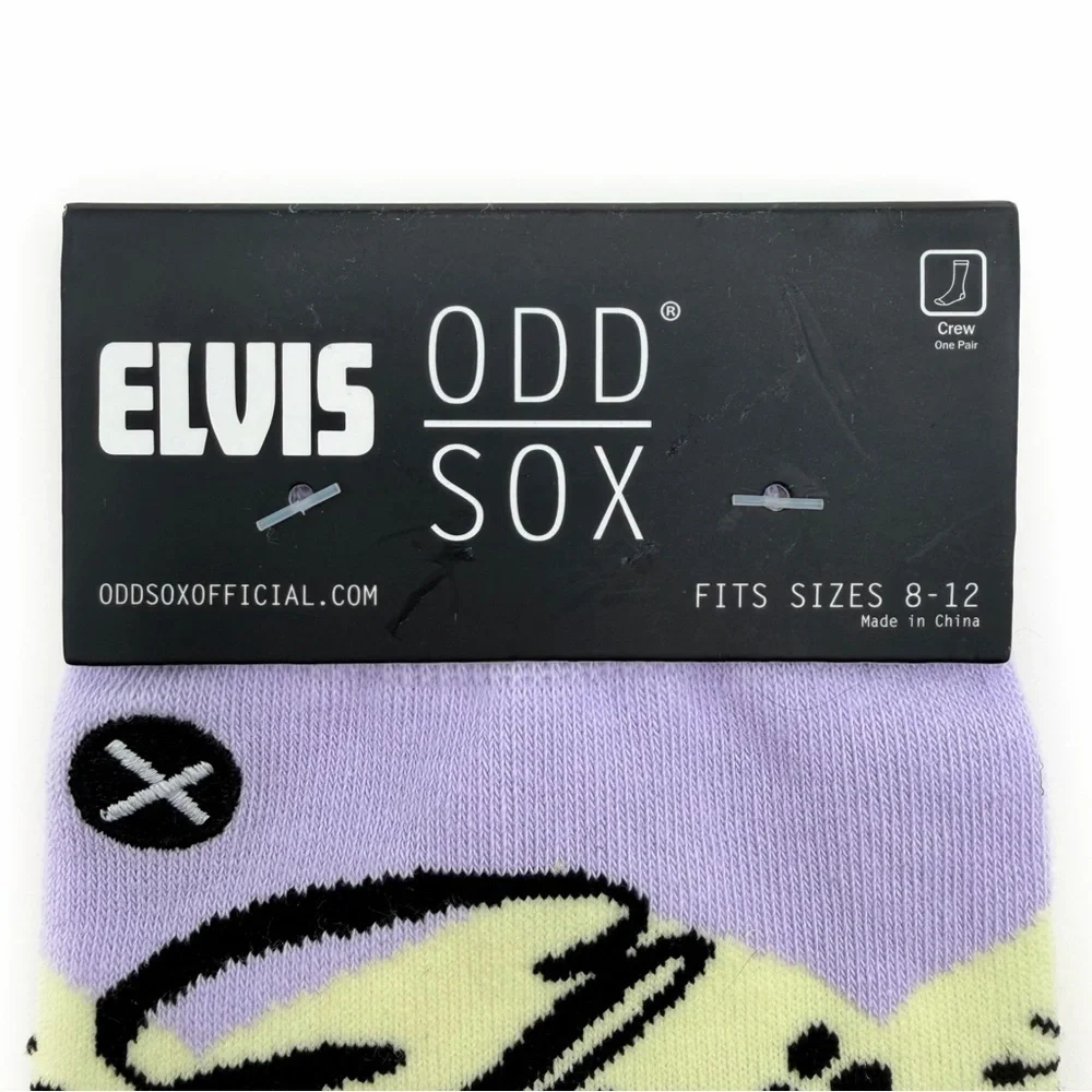 Odd Sox Elvis Presley Crew Socks Mens Womens Retro Mod Gift Pastel Purple Yellow